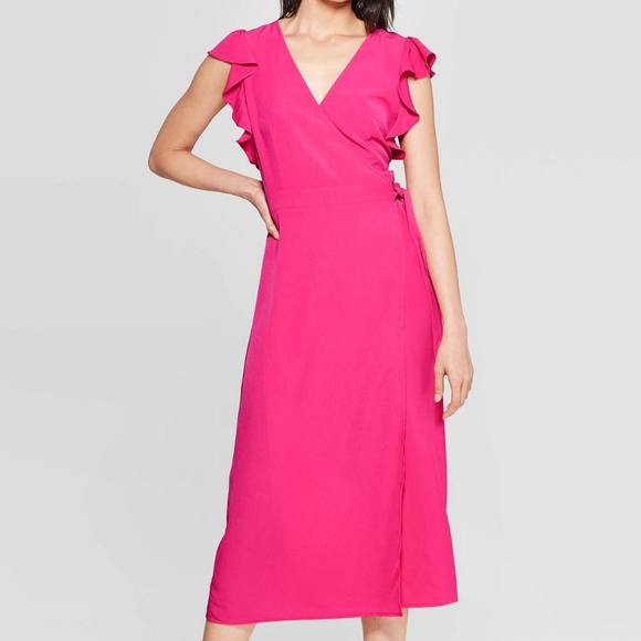 Who What Wear Dresses & Skirts - Who What Wear Flutter Sleeve V-Neck Midi Dress